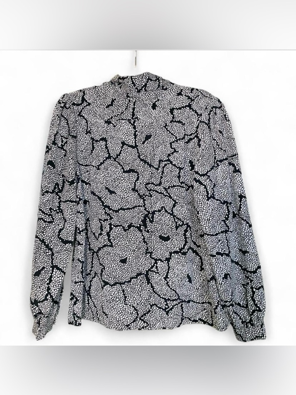 Sunny Leigh Black and White Floral Peasant Blouse